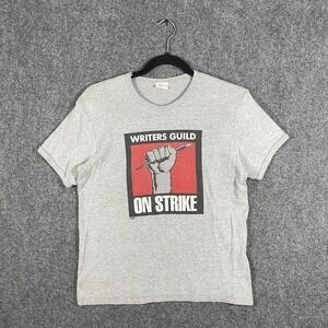 Vintage 90s Writers Guild On Strike Shirt Union Made Tshir Gray Size Large #3423